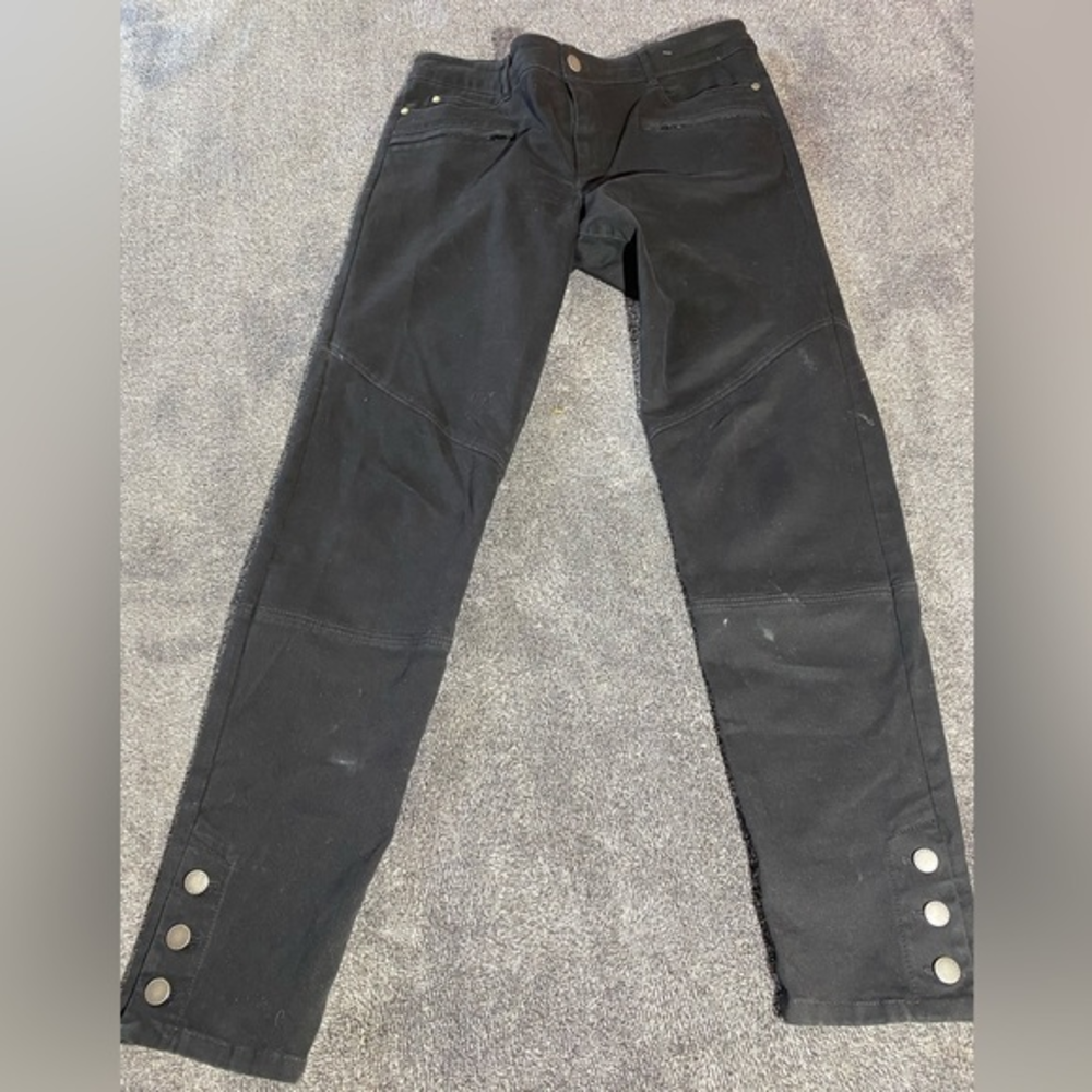 Peruvian Connection Black Straight Leg Jeans With Buttons ( 8‎ )